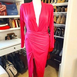 Low V-Neck Faux Wrap